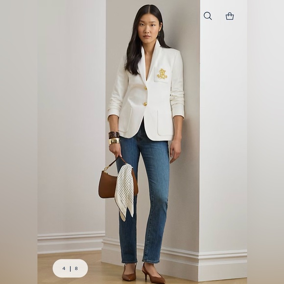 Lauren Ralph Lauren ~ White Anfisa Bullion Jacquard Blazer - Picture 3 of 17